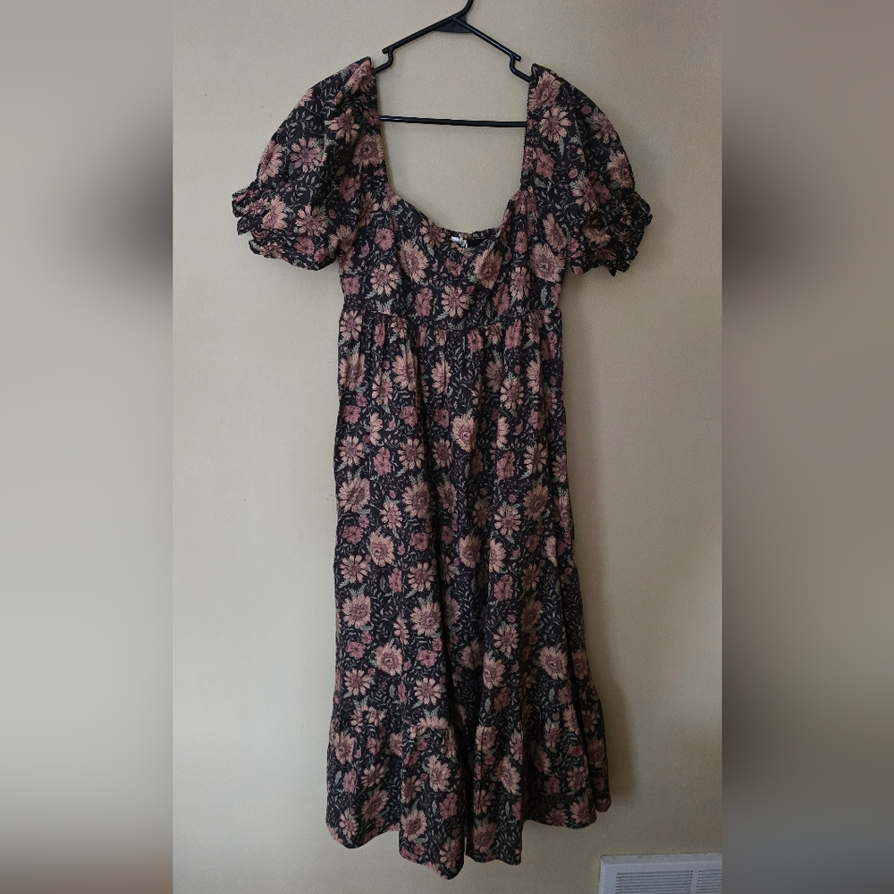 Noralee Sunflower Floral Puff Sleeve Dress